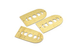 Brass D Shape, 4 Textured Raw Brass Moon Phases D Shape Charms With 2 Holes (35x20x0.80mm) M03205