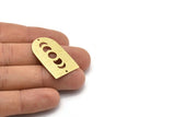 Brass D Shape, 4 Textured Raw Brass Moon Phases D Shape Charms With 2 Holes (35x20x0.80mm) M03205