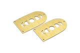 Brass D Shape, 4 Textured Raw Brass Moon Phases D Shape Charms With 3 Holes (35x20x0.80mm) M03206