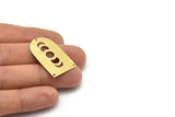 Brass D Shape, 4 Textured Raw Brass Moon Phases D Shape Charms With 3 Holes (35x20x0.80mm) M03206