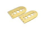 Brass D Shape, 4 Textured Raw Brass Moon Phases D Shape Charms With 4 Holes (35x20x0.80mm) M03207