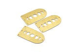 Brass D Shape, 4 Textured Raw Brass Moon Phases D Shape Charms With 4 Holes (35x20x0.80mm) M03208