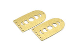 Brass D Shape, 4 Textured Raw Brass Moon Phases D Shape Charms With 8 Holes (35x20x0.80mm) M03209
