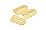 Brass D Shape, 4 Textured Raw Brass Moon Phases D Shape Charms With 8 Holes (35x20x0.80mm) M03209