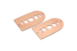 Copper D Shape, 2 Raw Copper Moon Phases D Shape Charms With 2 Holes (35x20x0.80mm) M03213