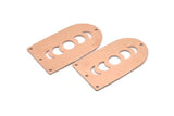 Copper D Shape, 2 Raw Copper Moon Phases D Shape Charms With 4 Holes (35x20x0.80mm) M03215