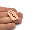Copper D Shape, 2 Raw Copper Moon Phases D Shape Charms With 4 Holes (35x20x0.80mm) M03215
