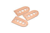 Copper D Shape, 2 Raw Copper Moon Phases D Shape Charms With 4 Holes (35x20x0.80mm) M03216