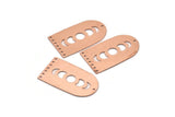 Copper D Shape, 2 Raw Copper Moon Phases D Shape Charms With 8 Holes (35x20x0.80mm) M03217