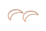 Copper Moon Charm, 8 Raw Copper Crescent Moon Charms With 1 Hole (30x10x0.80mm) M03109