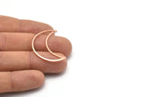 Copper Moon Charm, 6 Raw Copper Crescent Moon Charms With 1 Hole (33x13x0.80mm) M03114