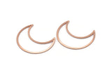 Copper Moon Charm, 4 Raw Copper Crescent Moon Charms With 2 Holes (35x15x0.80mm) M03107