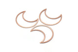 Copper Moon Charm, 4 Raw Copper Crescent Moon Charms With 2 Holes (35x15x0.80mm) M03107