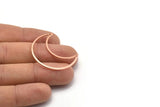 Copper Moon Charm, 4 Raw Copper Crescent Moon Charms With 2 Holes (35x15x0.80mm) M03107