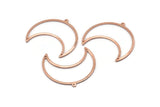 Copper Moon Charm, 4 Raw Copper Crescent Moon Charms With 2 Holes And 1 Loop (35x17x0.80mm) M03105