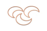 Copper Moon Charm, 4 Raw Copper Crescent Moon Charms With 1 Hole (35x15x0.80mm) M03106