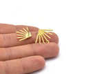 Brass Sun Earring, 6 Textured Raw Brass Sun Stud Earrings With 1 Loop (24x17x0.80mm) M02449 A0834