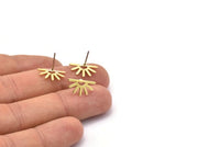 Brass Sun Earring, 10 Raw Brass Sun Stud Earrings (8x15x0.80mm) M02400 A0669