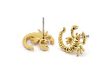 Gold Scorpio Earring, 4 Gold Plated Brass Scorpio Sign Stud Earrings, Zodiac Earring Findings, Zodiac Sign Jewelries (13x13mm) SY0291