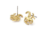 Gold Capricorn Earring, 4 Gold Plated Brass Capricorn Sign Stud Earrings, Zodiac Earring Findings, Zodiac Sign Jewelries (14x12mm) SY0287
