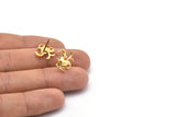 Gold Capricorn Earring, 4 Gold Plated Brass Capricorn Sign Stud Earrings, Zodiac Earring Findings, Zodiac Sign Jewelries (14x12mm) SY0287