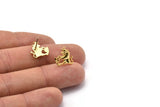 Gold Taurus Earring, 4 Gold Plated Brass Taurus Sign Stud Earrings, Zodiac Earring Findings, Zodiac Sign Jewelries (13x13mm) SY0293