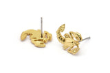 Gold Cancer Earring, 4 Gold Plated Brass Cancer Sign Stud Earrings, Zodiac Findings, Zodiac Sign Jewelries (14x11mm) SY0292