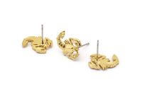 Gold Cancer Earring, 4 Gold Plated Brass Cancer Sign Stud Earrings, Zodiac Findings, Zodiac Sign Jewelries (14x11mm) SY0292