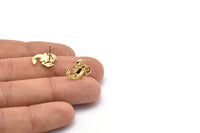 Gold Cancer Earring, 4 Gold Plated Brass Cancer Sign Stud Earrings, Zodiac Findings, Zodiac Sign Jewelries (14x11mm) SY0292