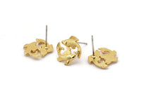 Gold Pisces Earring, 4 Gold Plated Brass Pisces Sign Stud Earrings, Zodiac Findings, Zodiac Sign Jewelries (14x14mm) SY0288 Q0931