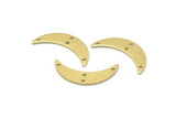Brass Moon Charm, 8 Raw Brass Crescent Moon Charms With 4 Holes (22x6x0.80mm) M02905