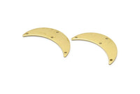 Brass Moon Charm, 6 Raw Brass Crescent Moon Charms With 4 Holes (28x8x0.80mm) M03069