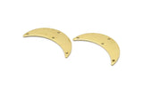 Brass Moon Charm, 6 Raw Brass Crescent Moon Charms With 4 Holes (28x8x0.80mm) M03069
