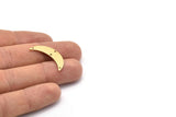 Brass Moon Charm, 6 Raw Brass Crescent Moon Charms With 4 Holes (28x8x0.80mm) M03069