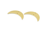 Brass Moon Charm, 6 Raw Brass Crescent Moon Charms With 2 Holes (28x8x0.80mm) M03070
