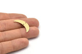 Brass Moon Charm, 6 Raw Brass Crescent Moon Charms With 2 Holes (28x8x0.80mm) M03070