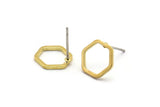 Brass Hexagon Earring, 12 Raw Brass Hexagon Stud Earrings (10mm) BS 1220 A1149