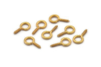 Screw Eye Pin, 100 Raw Brass Screw Hook Eye Pins (13x7mm) A1052