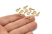 Screw Eye Pin, 100 Raw Brass Screw Hook Eye Pins (13x7mm) A1052