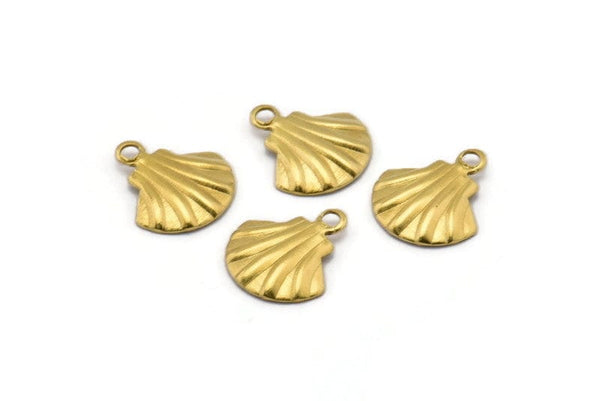 Brass Shell Charm, 250 Raw Brass Clam Charms, Pendant, Findings (10x9mm) Brs 110 A0156