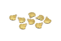 Brass Shell Charm, 250 Raw Brass Clam Charms, Pendant, Findings (10x9mm) Brs 110 A0156