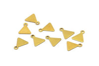 Brass Triangle Charm, 100 Raw Brass Triangle Charms With Loop (8x9mm) A0524