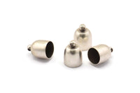 Silver Brass End Cap, 10 Antique Silver Brass End Cap, Cord Tip Cord End (9.7x13.7mm) - Bs-1665