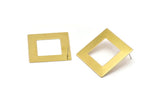 Brass Square Earring, 4 Raw Brass Square Stud Earrings (37x8x0.80mm) E641 A1291