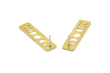 Brass Rectangle Earring, 6 Raw Brass Moon Phases Stud Earrings (40x10x0.80mm) M01996 A2496