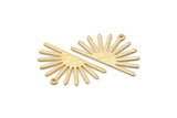 Gold Sun Charm, 4 Textured Gold Plated Brass Sun Charms With 1 Loop (17x30x0.80mm) M02316