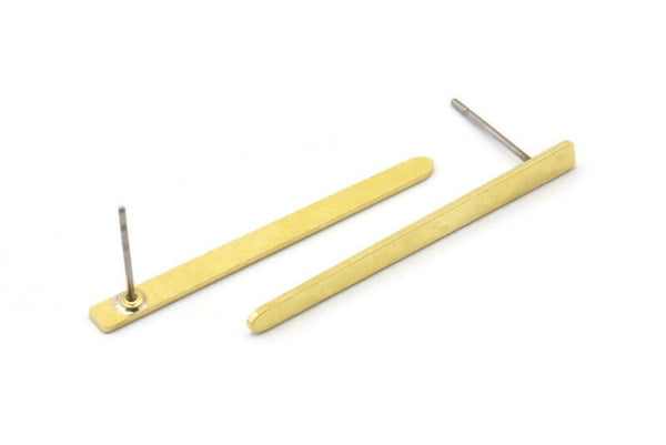 Brass Earring, 12 Raw Brass Rectangle Earring, Stamping Blanks (35x3x0.80mm) A2573