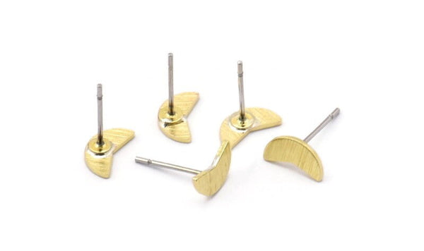 Brass Geometric Earring, 24 Textured Raw Brass Tiny Pizza Slice Earring, Findings (9x5x0.80mm) A2572