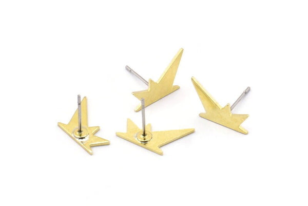 Brass Star Earring, 12 Raw Brass Star Stud Earrings (17x8x0.80mm) M02488 A2571