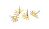 Brass Sun Earring, 12 Textured Raw Brass Sun Stud Earring (8x15x0.80mm) M02408 A2568